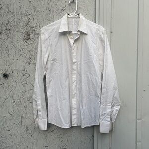 $950 Givenchy homme men's dress shirt button up front white 15 38 cotton poplin